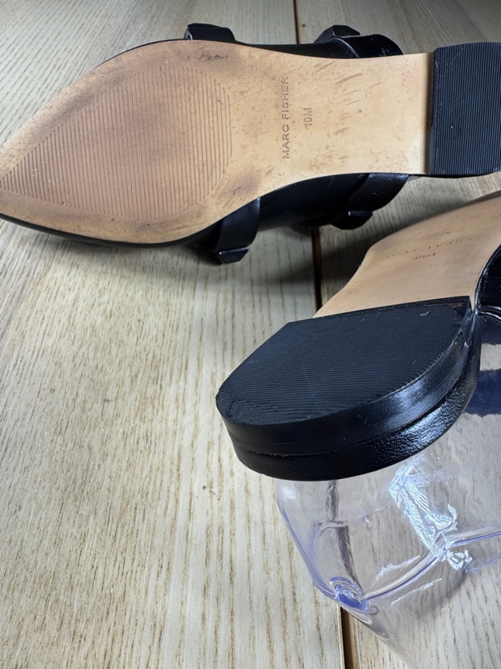 Marc Fisher Black Pointed Leather Stud-Embellished Mule - Picture 9 of 12